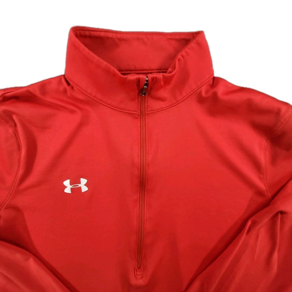 Under Armour Pullover Men's Xl Red Quarter Zip 1/4 Heatgear Long Sleeve Shirt